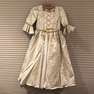 🆕Princess/Cinderella💝full length gown Flower Girl Ivory/gold jacquard fabric 4/5